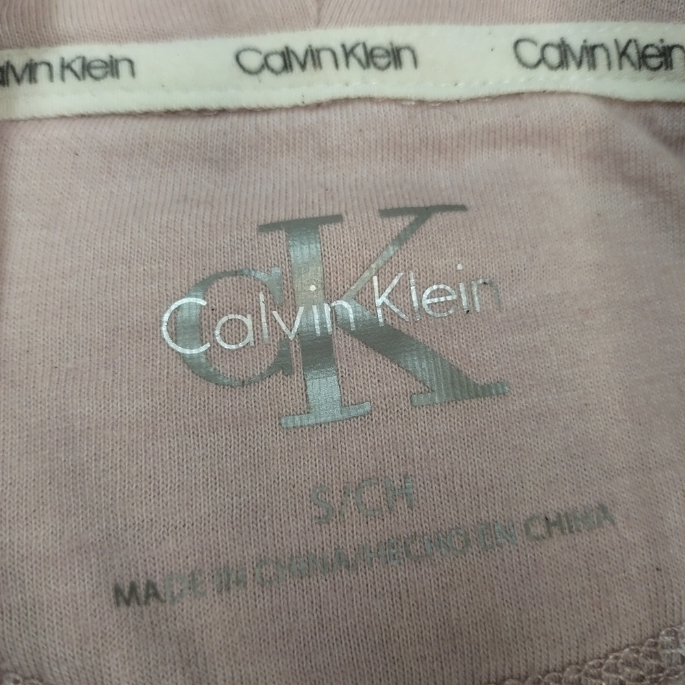 Calvin Klein Women's Dusty Pink Embroidered Logo Fleece Lined Hoodie Size Small - Picture 8 of 9